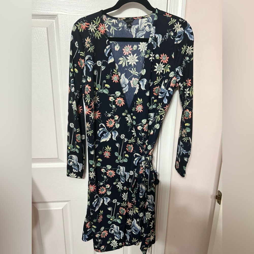 Ann Taylor Long Sleeve Wrap Dress V-Neck